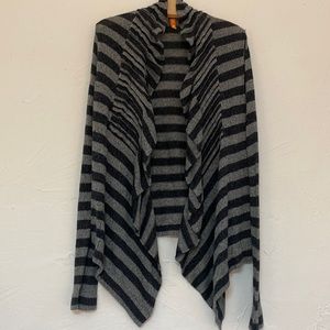 Lucy Striped Knit Cardigan Sweater Waterfall Style Size M
